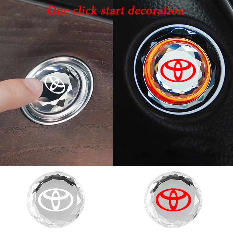 ปุ่มสตาร์ท Toyota Car one click, ฝาครอบป้องกันสวิตช์จุดระเบิด, ปุ่มอุปกรณ์สตาร์ทคริสตัลโปร่งใส VIos Yaris Corolla Cross Veloz CHR Avanza Fortuner Rush Innova raize
