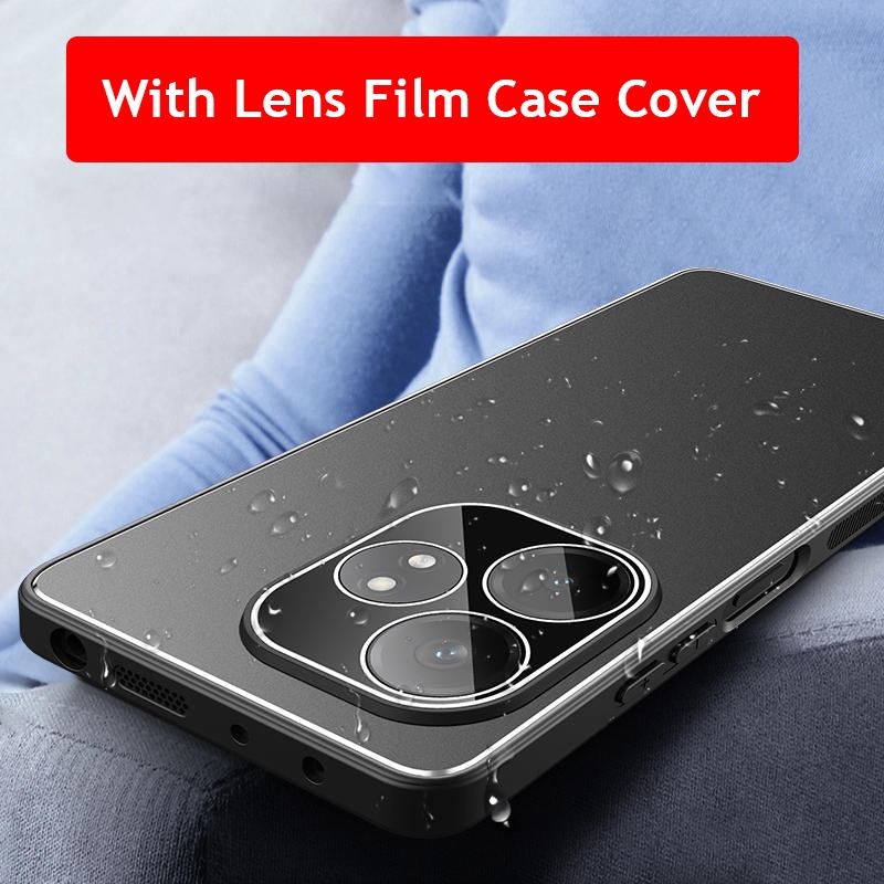 Realme GT 6 6T 5G RealmeGT6 GT6 เคสแข็งกันกระแทกโลหะ Anti-fall Matte Cover พร้อมเคสป้องกันเลนส์กล้อง