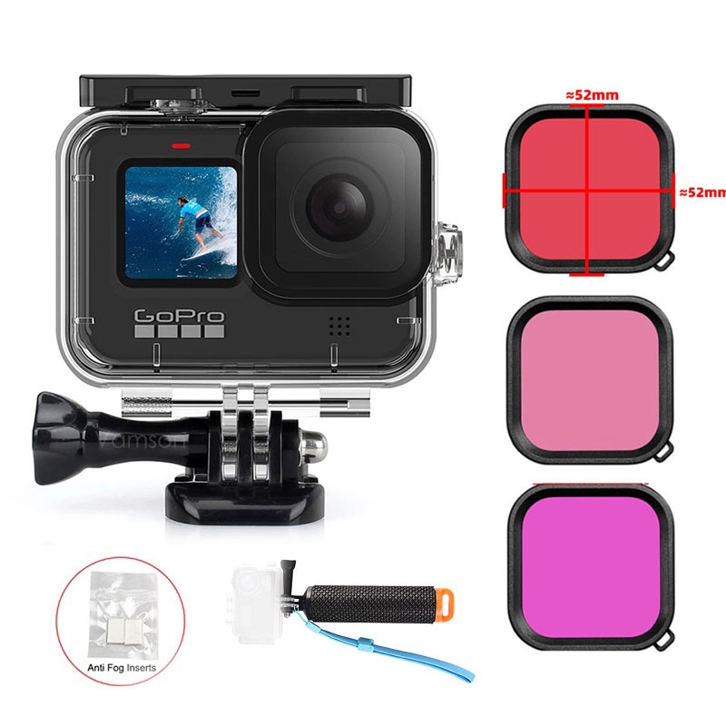 เคสกันน้ํา 45 ม. สําหรับ GoPro Hero 9/10/11/12 สีดํา ป้องกัน ดําน้ํา ใต้น้ํา เคส สําหรับ Go Pro อุปกรณ์เสริมกล้อง