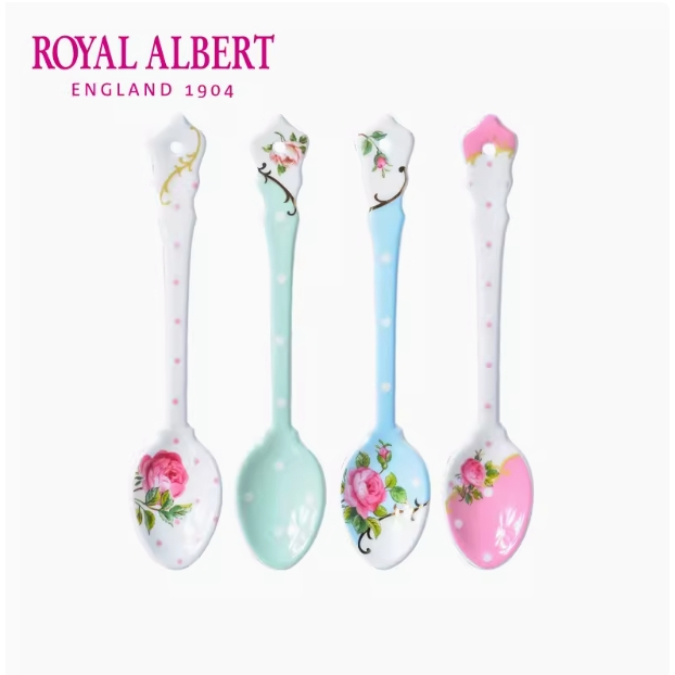 Royal Albert Royal Albert Retro ช้อนชาชุดสี่ชิ้น Bone China ช้อนช้อนกาแฟยุโรป