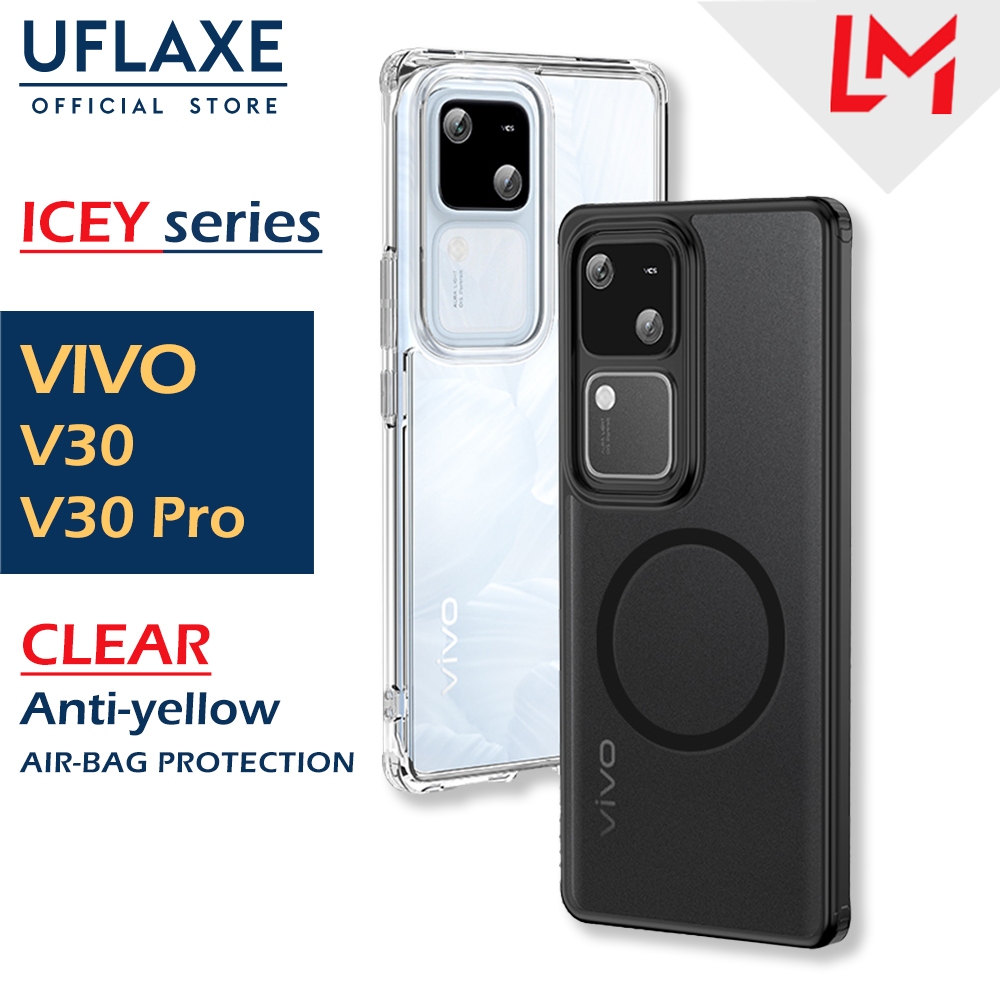 UFLAXE ICEY เคสแข็งแม่เหล็กสำหรับ Vivo V30 / V30 Pro 5G เคสโทรศัพท์ใสด้าน เคสมือถือต่อต้านสีเหลือง เคสกันกระแทกป้องกันเต็มรูปแบบ