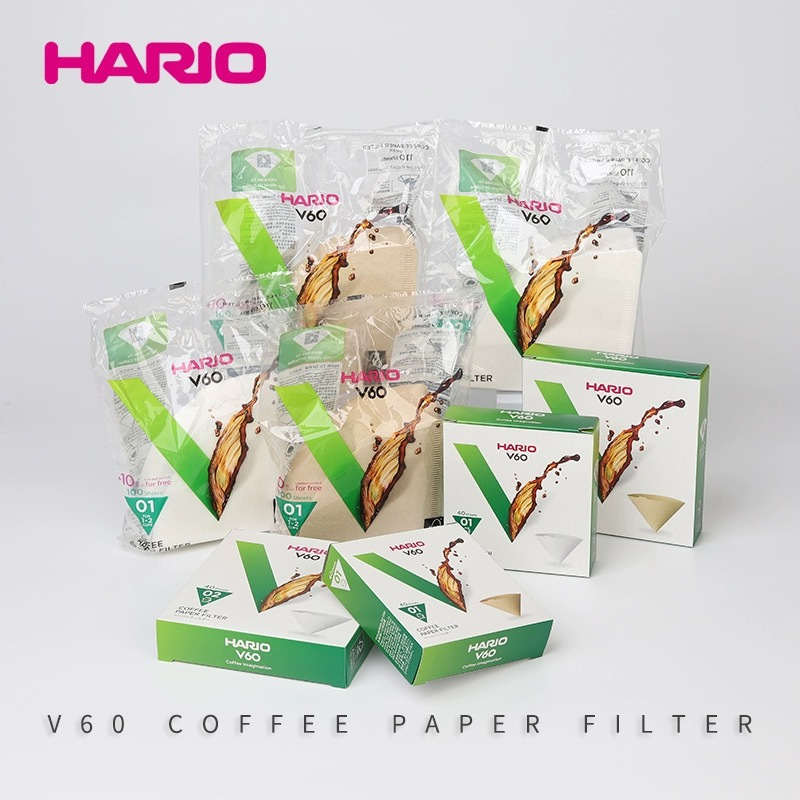 Hario V60 01/02 กระดาษกรองกาแฟ 40 ชิ้น 100 ชิ้น VCF-01 VCF-02