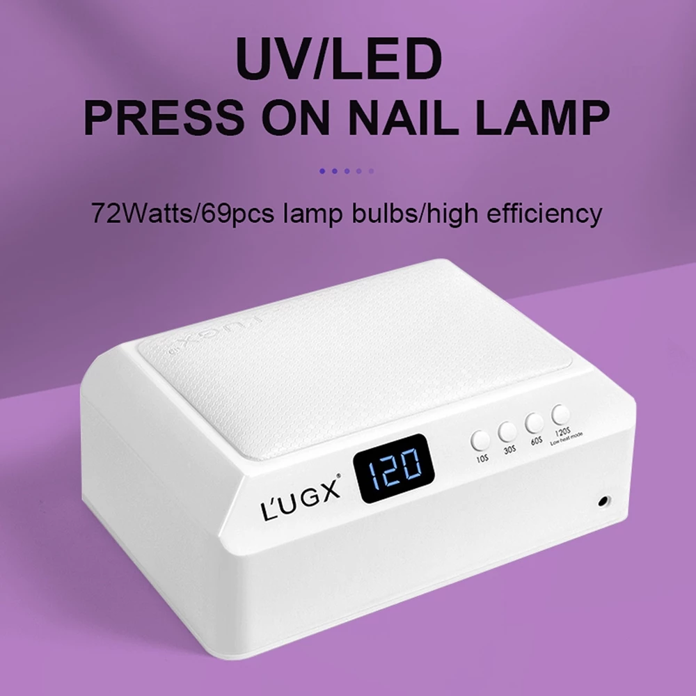 เครื่องอบเล็บเจล L’UGX 72วัตต์ รุ่นLG-205 รุ่น มีเบาะรองมือในตัว สวยแข็งแรงทันสมัย ขนาด 72 watts ไฟ 69 ดวงแห้งไว ไฟถนอมผิว มือไม่ดำค่า (ถอดถาดได้)