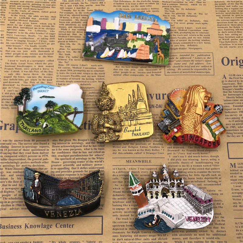 ประเทศไทยภูเก็ตสติกเกอร์ตู้เย็นเรซินสิงคโปร์ Merlion Panoramic Magnetic Tourist ของที่ระลึกของขวัญบูติก