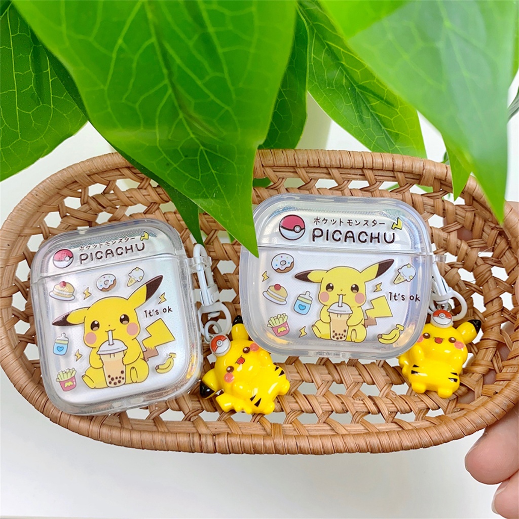 สําหรับ Apple AirPods 3 AirPods Pro2 pro AirPods 1/2 หูฟังน้ํามันพร้อมชานม Pikachu