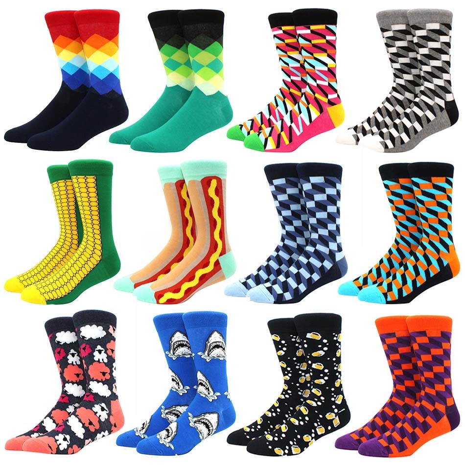 Men's business casual socks, fashionable and breathable sports mid-calf socks, men's birthday gift