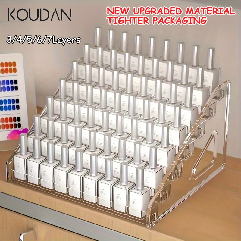 เครื่องมือทําเล็บ แท่นโชว์ยาทาเล็บพลาสติกอะคริลิคใสหลายชั้นชั้นวางจอแสดงผลที่วางเครื่องสําอางที่วางแต่งหน้าที่วางเครื่องมือกรอบผู้ถือเครื่อ