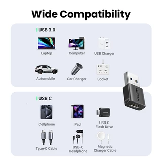 UGREEN 10Gbps USB3.1 2 ชิ้น 3 ชิ้น USB-C หญิง USB-A ชายอะแดปเตอร์ USB-C หญิง USB-A ชายอะแดปเตอร์พลาสติกกรณี