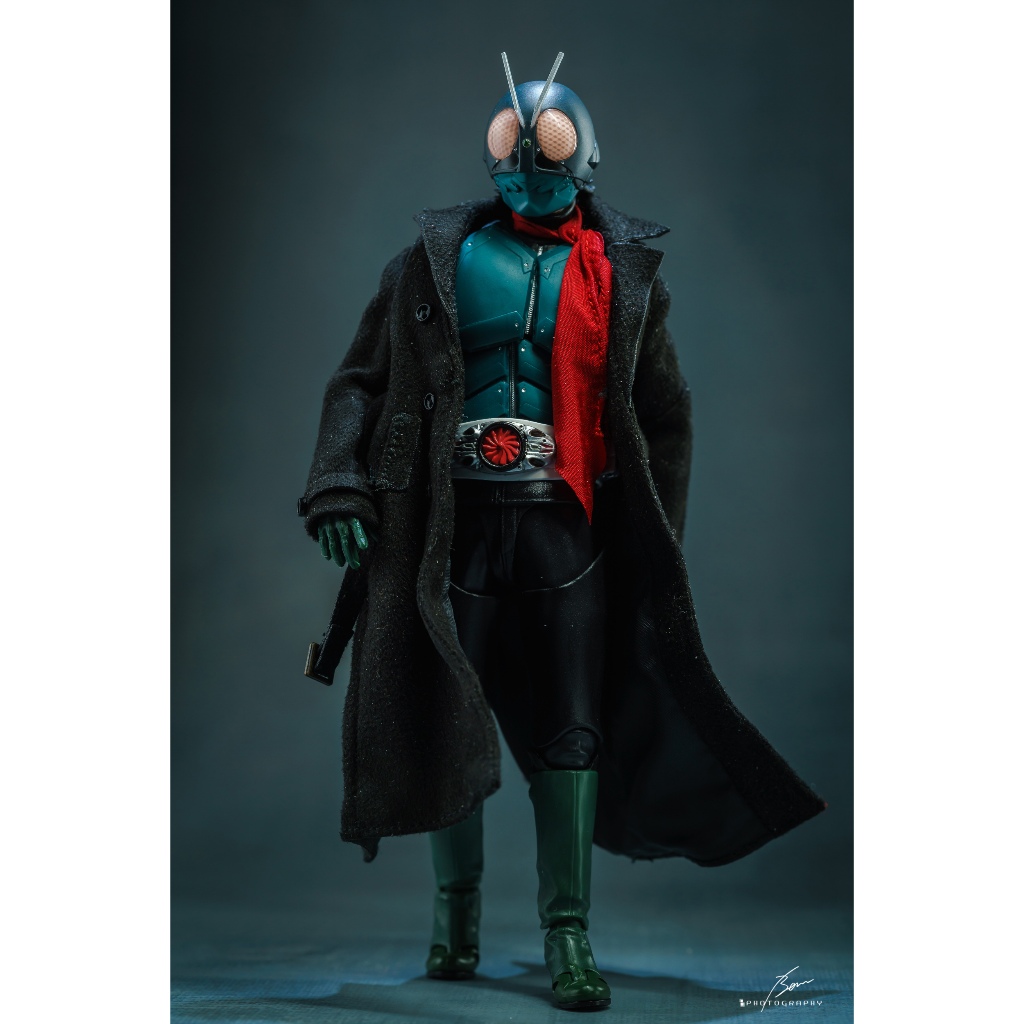 1/12 Scale Masked Rider สีดํายาว Windbreaker พร้อมผ้าพันคอสีแดงสําหรับ 6 นิ้ว FRS SHF Action Figure ตุ๊กตาของเล่น