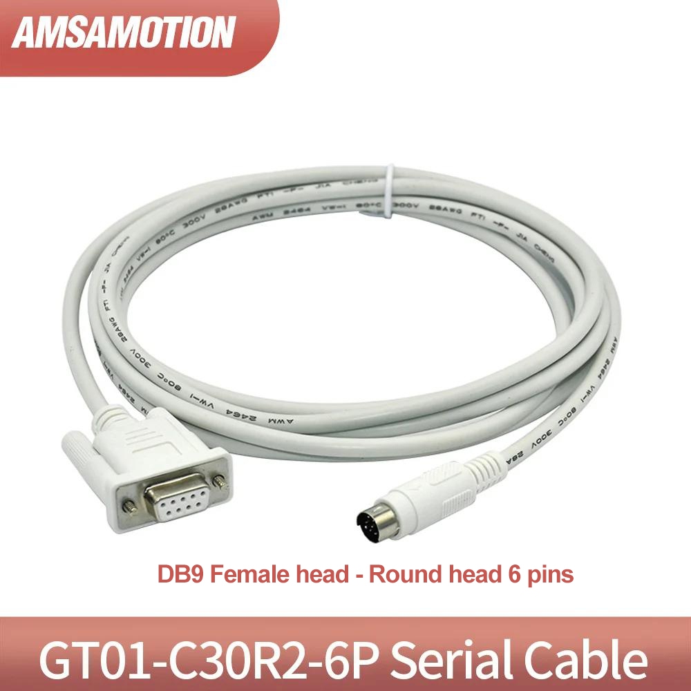 Gt01-c30r2-6p สายเคเบิลโปรแกรมมิ่ง Mitsubishi GT11 GT15 Series HMI เชื่อมต่อแผงสัมผัส Mitsubishi Q S