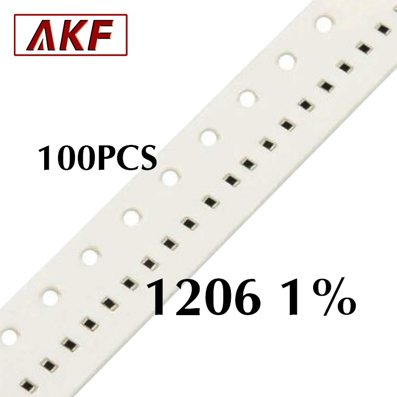 100PCS 1206 ตัวต้านทานชิป SMD 1% โอห์ม 0R 10R 100R 1K 5.1K 10K 100K 1M โอห์ม