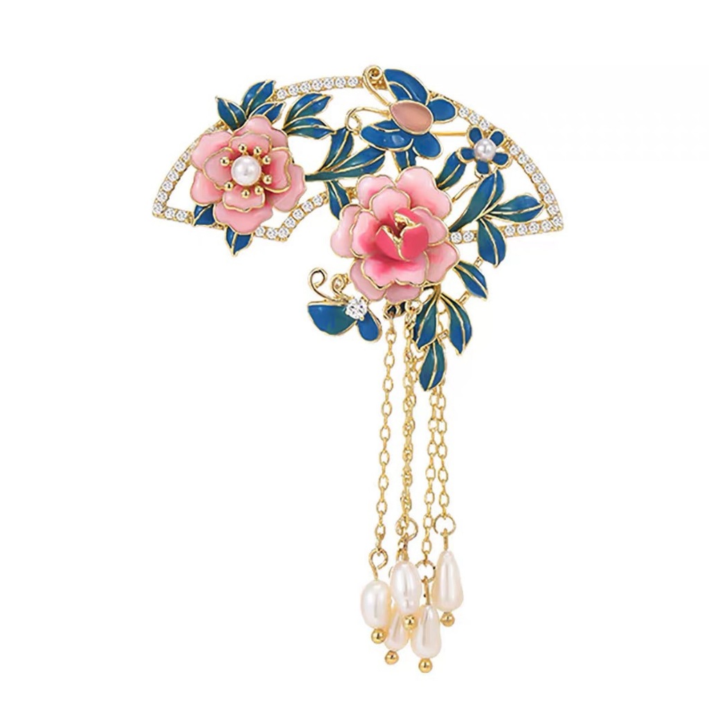 แฟชั่น Rhinestone Peony เข็มกลัดดอกไม้ Pins Pearl พู่เข็มกลัด Anti Glare Breastpins ผู้หญิงเสื้อกันหนาวชุด Badge เสื้อผ้ากระเป๋าอุปกรณ์เสริมตกแต่งของขวัญ
