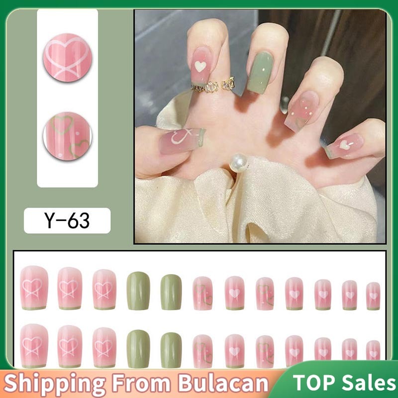 Xpmarket 24 ชิ้นเล็บปลอมชุดกันน้ําเล็บที่ถอดออกได้ 12 ขนาดอุปกรณ์เล็บพร้อมกาว