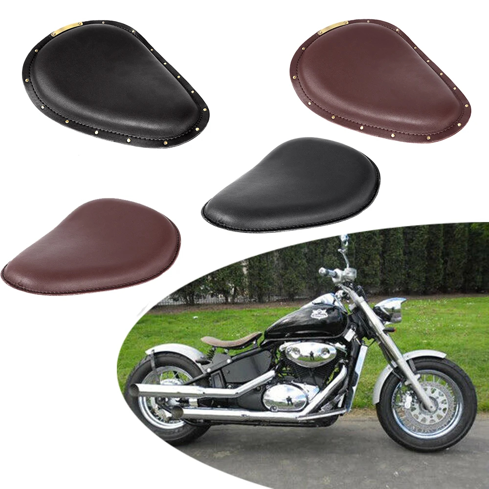 ยูนิเวอร์แซสีดำ/น้ำตาลเดี่ยวที่นั่งคนขับมอเตอร์ไซค์สำหรับ Harley Softail Chopper Bobber