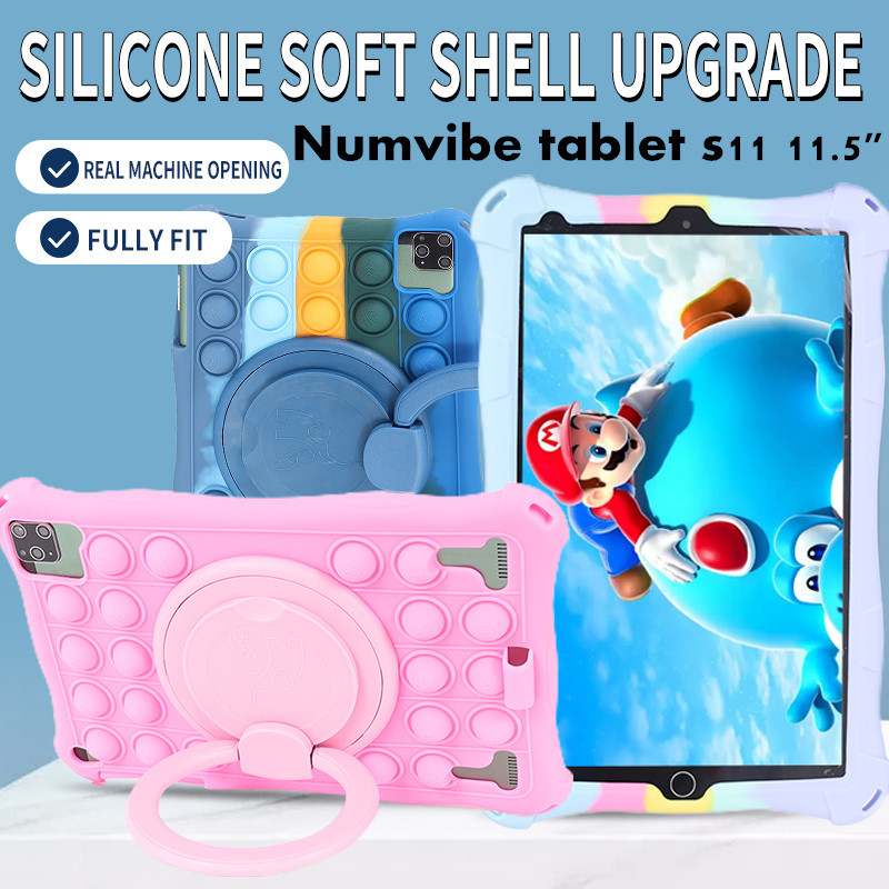 Bubble Soft Silicone Kids Safe Case For Numvibe Tablet S11 10.0 11.5 Inch 360 Rotating Handle Kickst