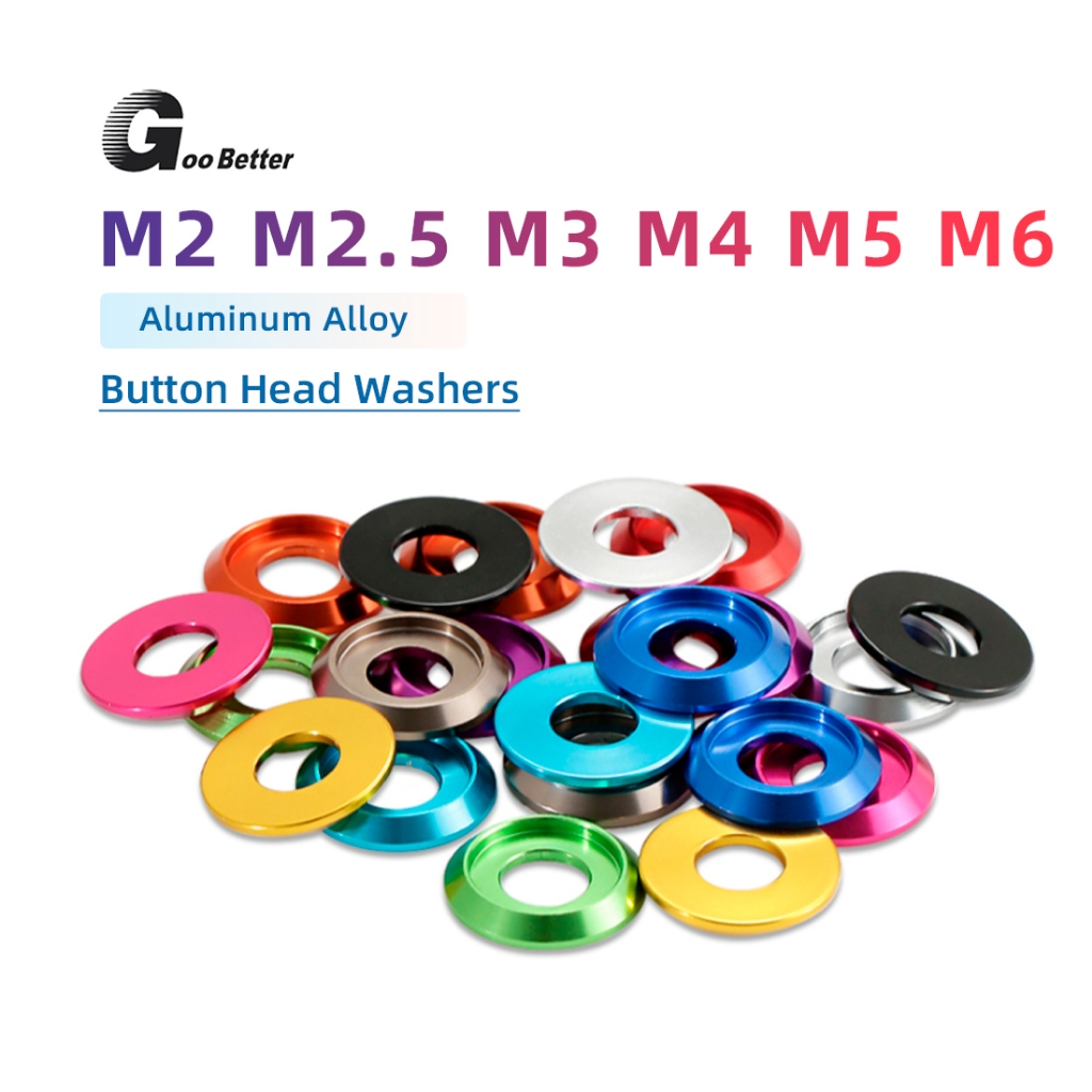 M2 M2.5 M3 M4 M5 M6 สี Anodised Aluminium Pan ปุ่มหัวสกรู Bolt เครื่องซักผ้าอลูมิเนียมปะเก็นหัวกลมครึ่ง, หัวกระทะ, ปะเก็นสกรูหัวกระทะ