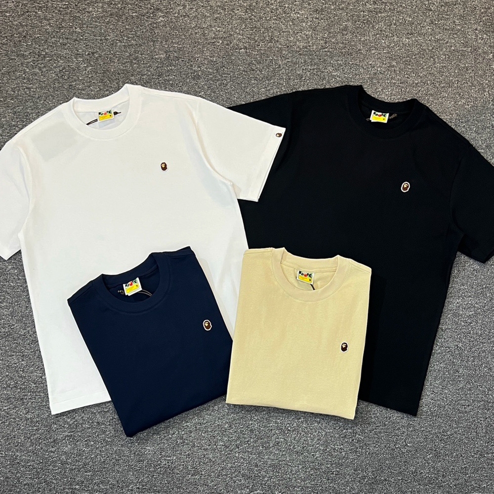 Bap2 classic ape ลายป้ายโลโก้หน้าอกเสื้อยืดคอกลมผ้าฝ้ายผู้ชายและผู้หญิงที่มีป้ายเดียวกัน + ป้าย