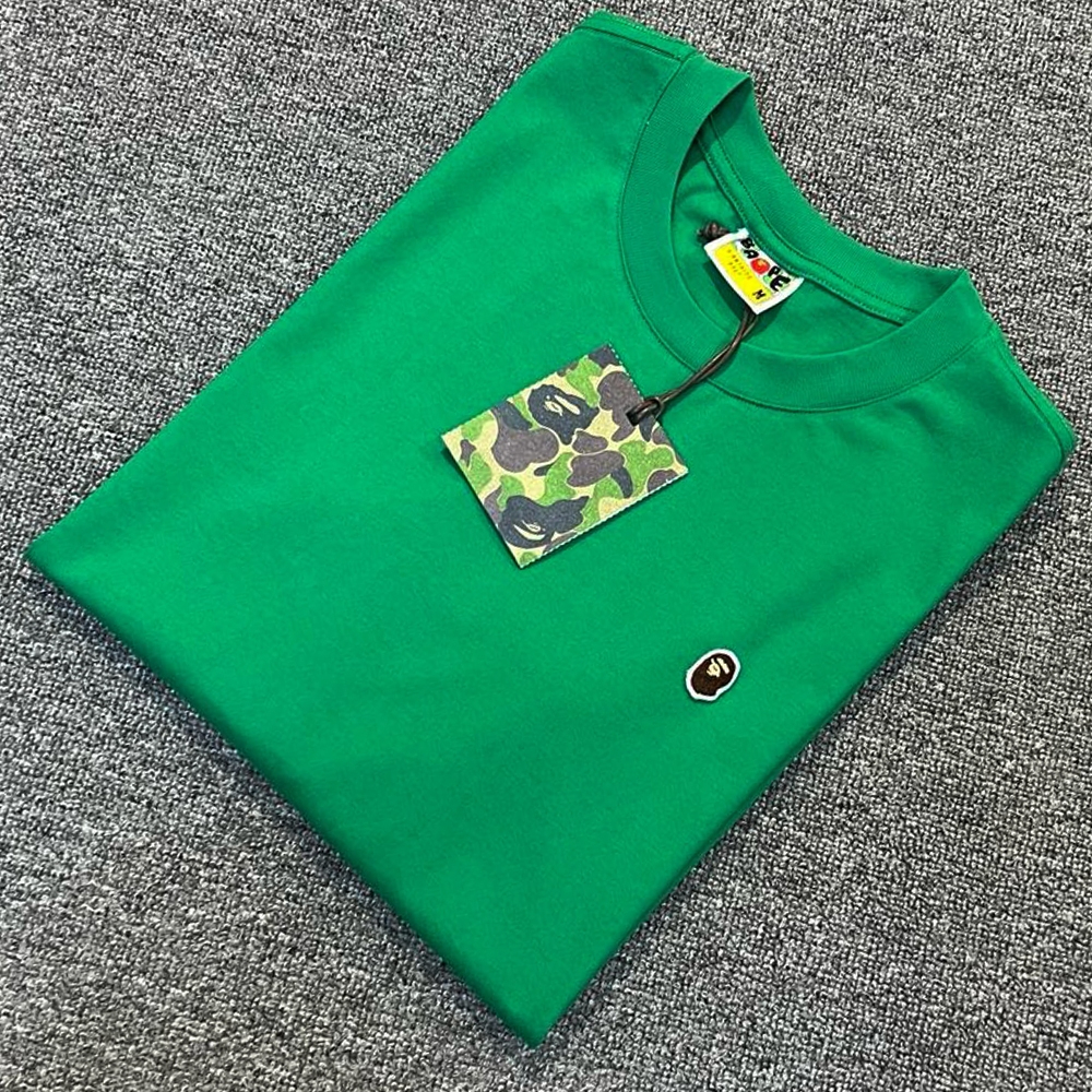 Bap2 classic ape ลายป้ายโลโก้หน้าอกเสื้อยืดคอกลมผ้าฝ้ายผู้ชายและผู้หญิงที่มีป้ายเดียวกัน + ป้าย