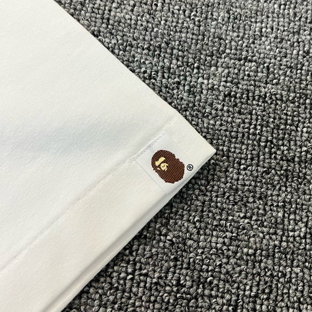 Bap2 classic ape ลายป้ายโลโก้หน้าอกเสื้อยืดคอกลมผ้าฝ้ายผู้ชายและผู้หญิงที่มีป้ายเดียวกัน + ป้าย