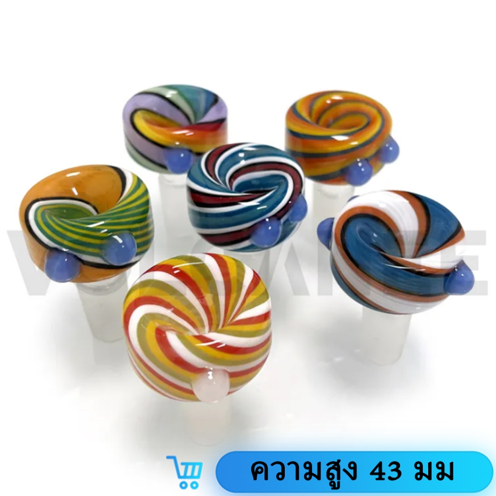 โจ๋แก้ว คัพ Color Stripes 14 มม.ชายหนาชามแก้วสําหรับท่อน้ํา Dab Rig Bong โจ๋แด๊ป PT3735
