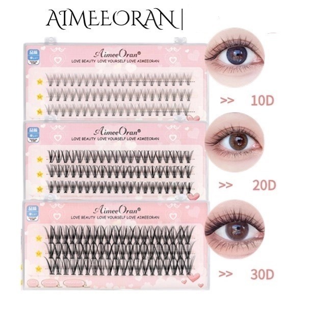 Aimeeoran C Curl D Curl ส่วนบุคคลเท็จ 10D/20D/30D Eyelash Extension ธรรมชาติบริสุทธิ์สไตล์ 60 Clusters/กล่อง