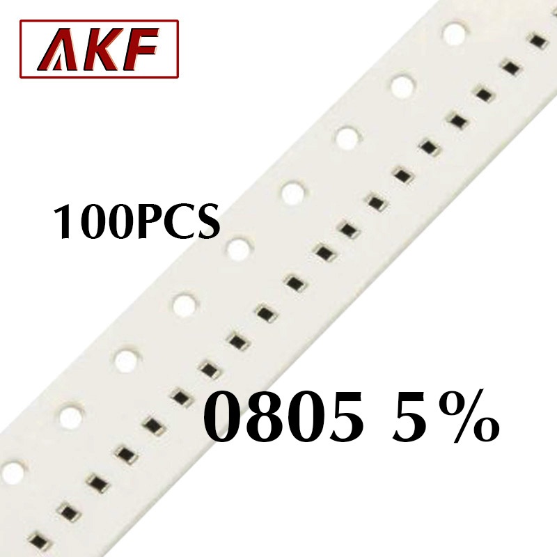 100PCS 0805 5% SMD ชิปตัวต้านทานโอห์ม 0R 10R 100R 1K 4.7K 10K 100K 1M โอห์ม