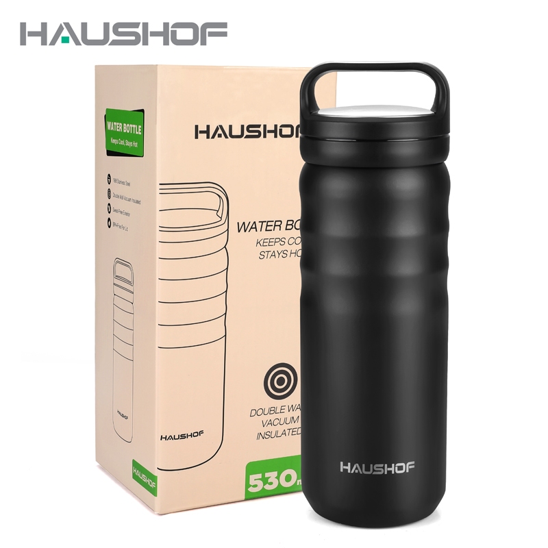HAUSHOF 530ml/18oz ฉนวนแก้วกีฬาขวดสูญญากาศฉนวนสแตนเลสพร้อมที่จับแบบพกพา BPA FREE Stay ร้อนและเย็นอําลาของขวัญวันแม่ นําเสนอสําหรับแม่