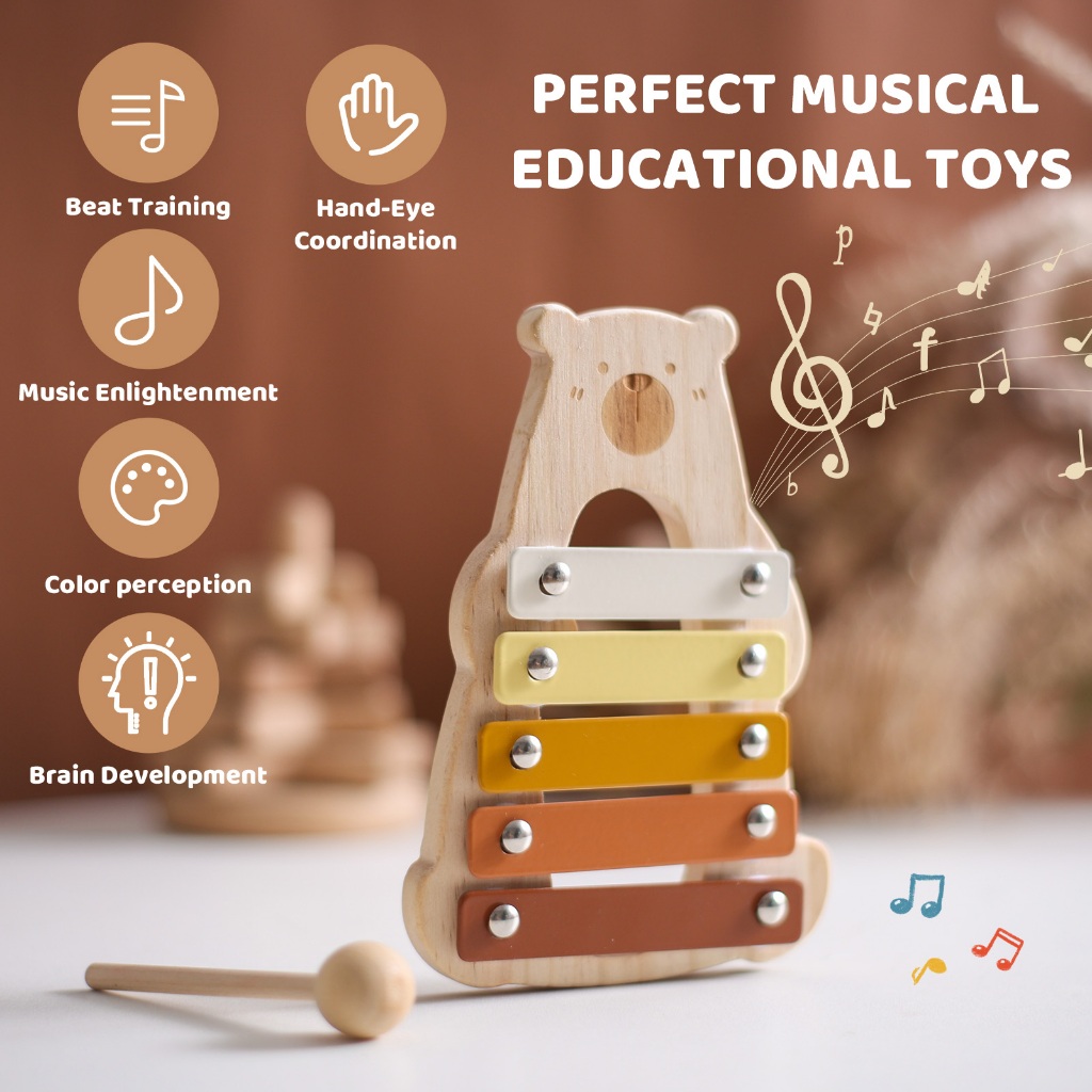 เด็ก Xylophone ของเล่นหมีน้อยรูปร่าง Baby Early Education เครื่องดนตรีมือเคาะเครื่องดนตรีเปียโนของขวัญวันเกิด