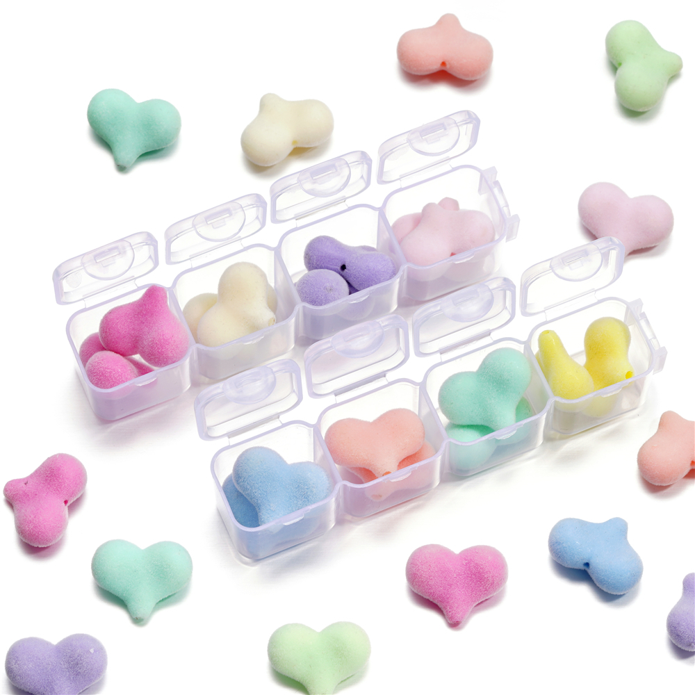 ST. KUNKKA 5PCS 16 มม.Macaron สี Flocked รอบลูกปัดน่ารักแมว Paws ตุ๊กตาลูกปัดสำหรับเครื่องประดับทำ