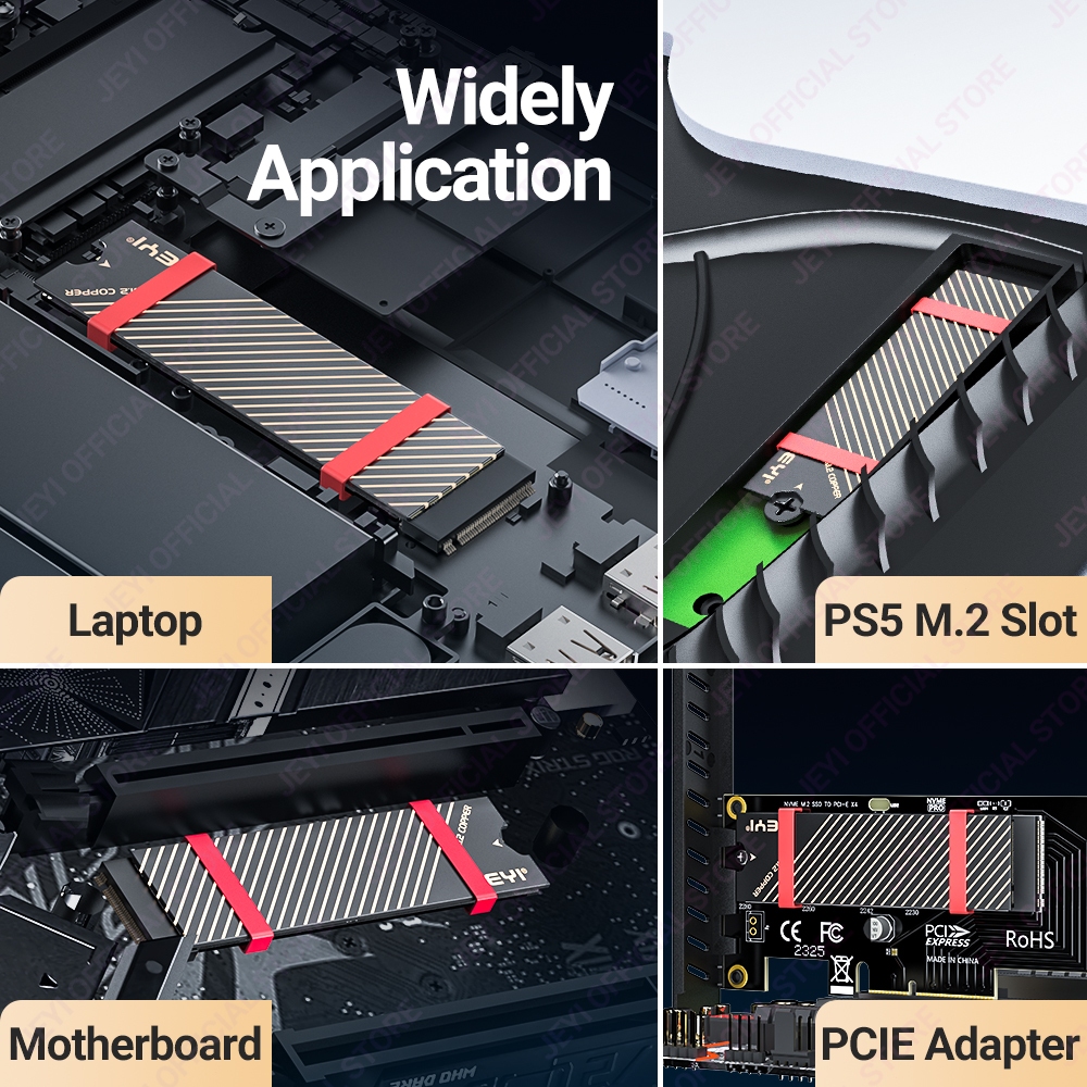 Jeyi M.2 ฮีทซิงค์ SSD ทองแดง พร้อมชั้นกราฟีน M2 NVMe NGFF 2280 สําหรับแล็ปท็อป PC PS5