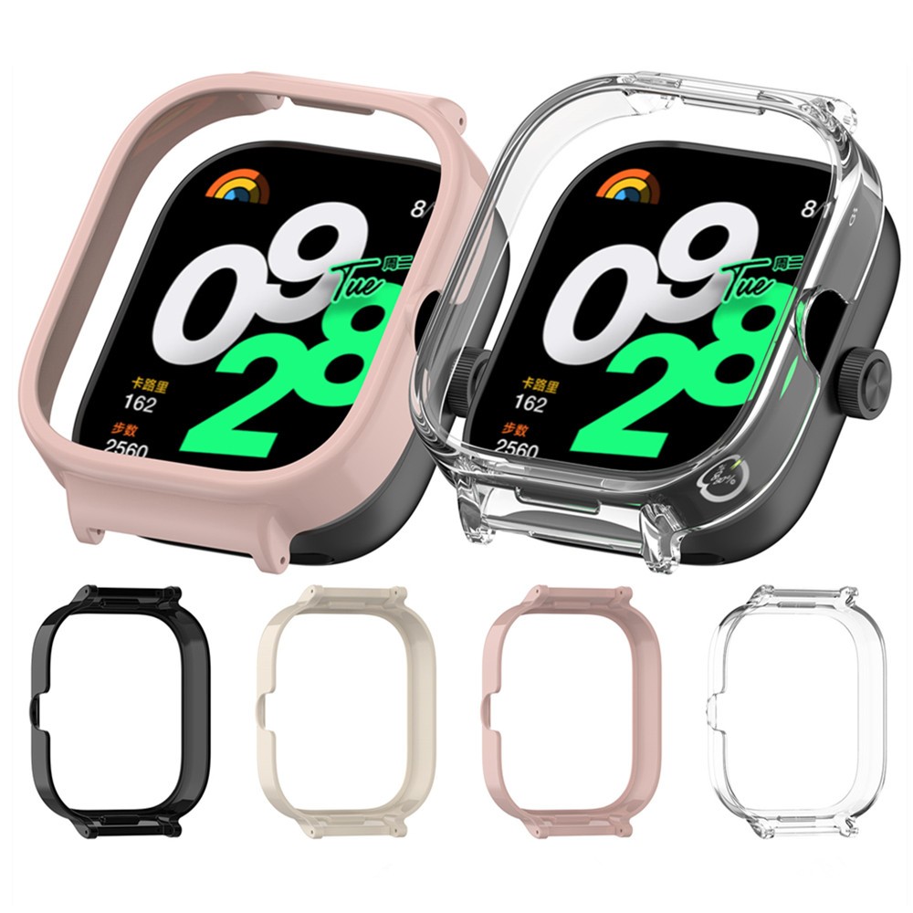 ฝาครอบกรณีสําหรับ Redmi Watch 4 กรอบพีซีคุณภาพสูง Slim Smart Watch ป้องกันครึ่งห่ออุปกรณ์เสริมสายรัด 20 มม.