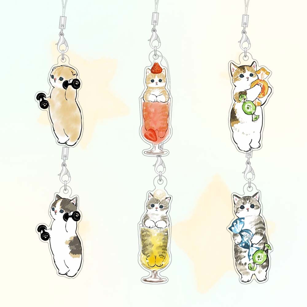 55 มม. คู่สายโทรศัพท์ Mofusand อะคริลิคอุปกรณ์เสริมการ์ตูน Animation Lanyards กระเป๋า Charms