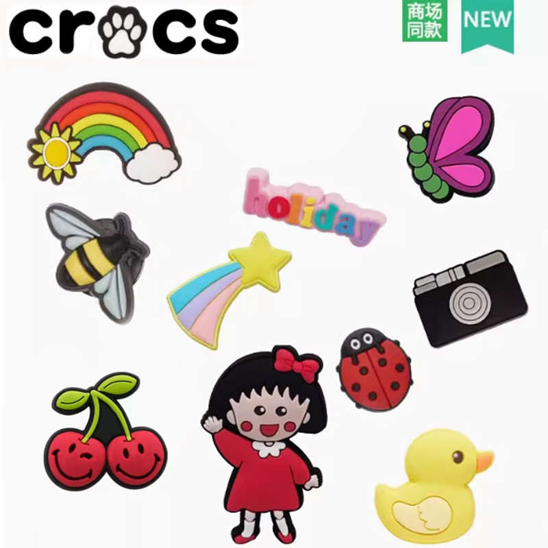 Cross/เหมาะสําหรับ Crocs Hole รองเท้าอุปกรณ์เสริม High-End Sense รองเท้าหัวเข็มขัดอุปกรณ์เสริม Cherry Maruko รองเท้าชายหาดดอกไม้