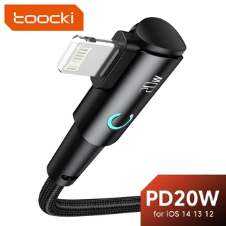 Toocki สายชาร์จเร็ว 100W Type C เป็น Type C 90 องศา 6A พร้อมไฟ สําหรับ Xiaomi Samsung