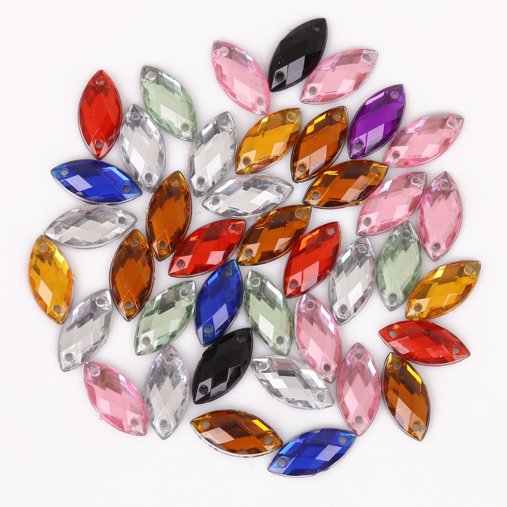 50 ชิ้น/ถุง 9x18 มม.เย็บ Flatback Rhinestone Horse Eye ลูกปัดอะคริลิคหัตถกรรมเย็บ Strass คริสตัลหินสําหรับ DIY เสื้อผ้าตกแต่ง