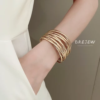 DREJEW เดรช ยุโรปและอเมริกาข้ามหลายชั้นเปิดสร้อยข้อมือสไตล์เย็นโอ้อวดบุคลิกภาพสร้อยข้อมือแฟชั่นแสงหรูหราและเครื่องประดับระดับไฮเอน