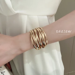 DREJEW เดรช ยุโรปและอเมริกาข้ามหลายชั้นเปิดสร้อยข้อมือสไตล์เย็นโอ้อวดบุคลิกภาพสร้อยข้อมือแฟชั่นแสงหรูหราและเครื่องประดับระดับไฮเอน