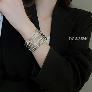 DREJEW เดรช ยุโรปและอเมริกาข้ามหลายชั้นเปิดสร้อยข้อมือสไตล์เย็นโอ้อวดบุคลิกภาพสร้อยข้อมือแฟชั่นแสงหรูหราและเครื่องประดับระดับไฮเอน