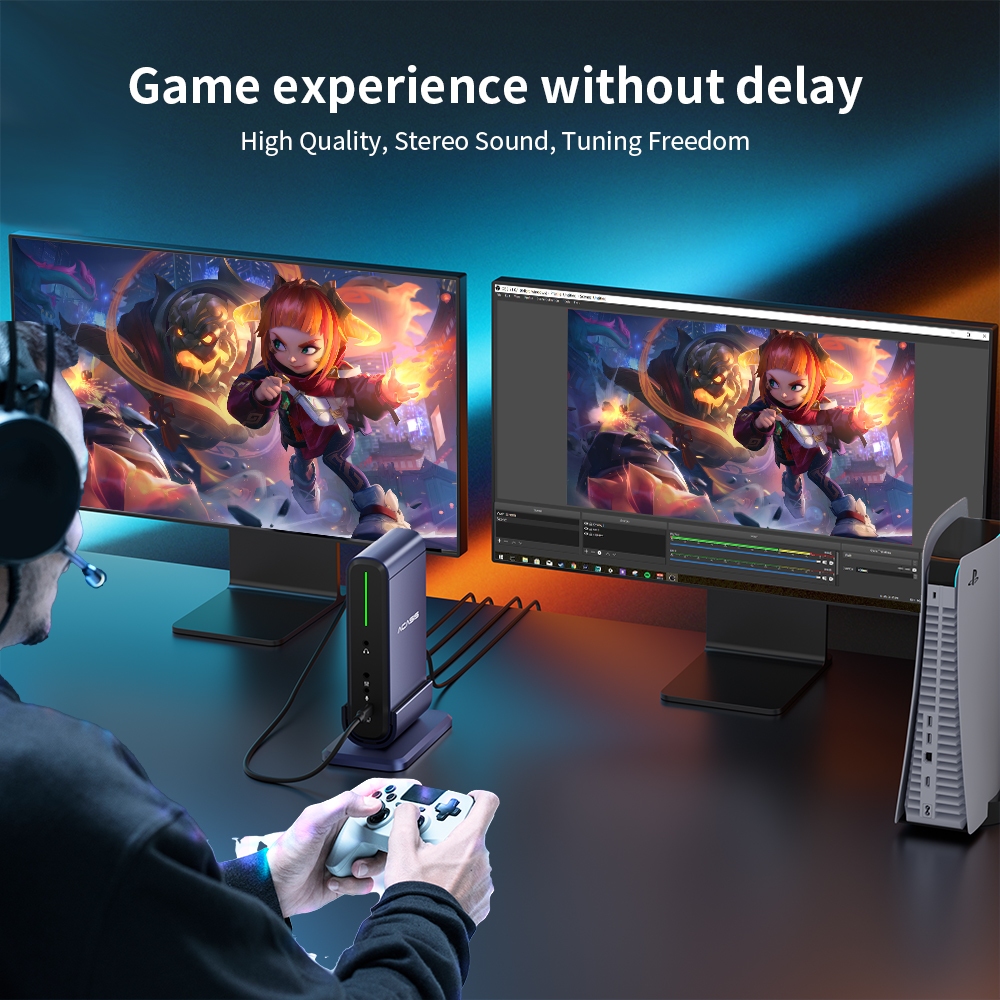 Acasis Dual Channel Video Capture Card HDMI Switch USB3.0 4K60fps เกม Live Box Recorder สตรีมมิ่งสด Streams บันทึกวิดีโอสําหรับ Ps3 Ps4 Xbox One 360 Wii U Nintendo Switch