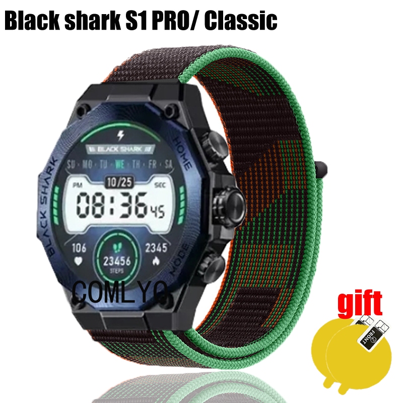 สําหรับ Black Shark S1 Pro Classic Strap สมาร์ทวอท์ชไนลอน Loop Band สายรัดข้อมือป้องกันหน้าจอฟิล์ม