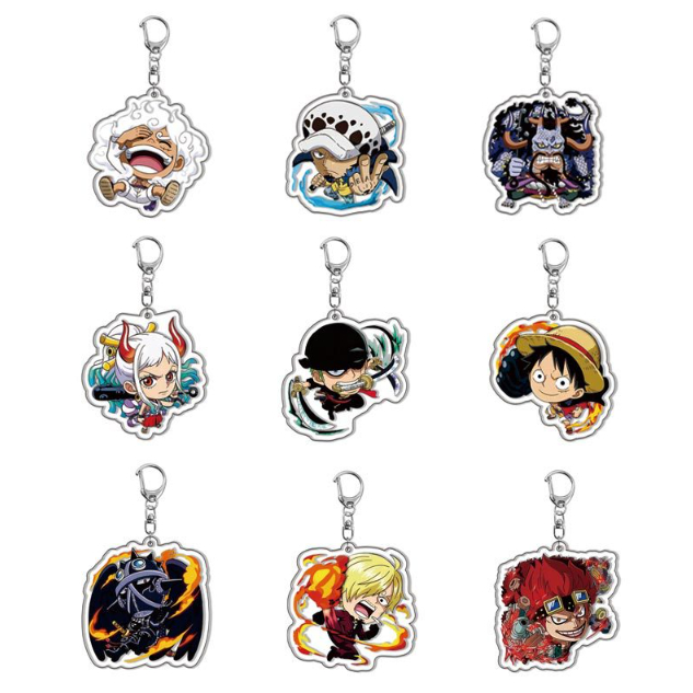 พวงกุญแจอะคริลิคหนึ่งชิ้นลูฟี่เซารอนเครื่องประดับอะนิเมะ
