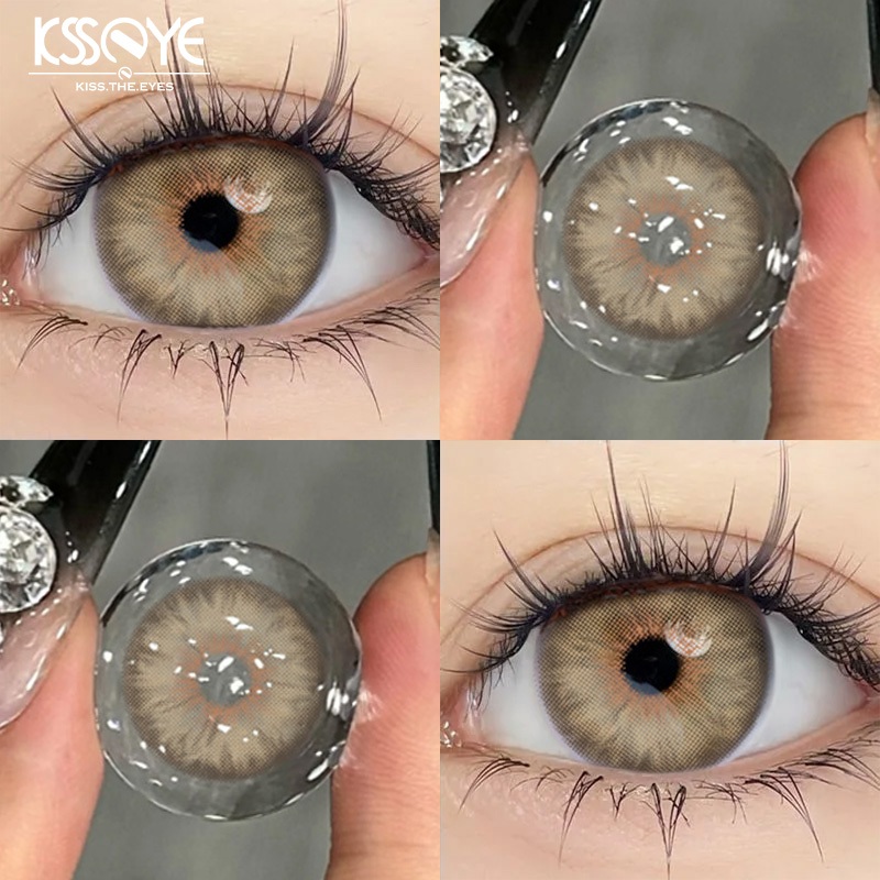 Ksseey คอนแทคเลนส์ขนาดมินิ 14.0 มม.สีน้ําตาล/น้ําเงิน/เขียว/เทา 2024 สไตล์ใหม่ Siri Series เลนส์สายตาสั้นแบบนุ่มคุณภาพสูง 2 ชิ้นการใช้งานรายปี