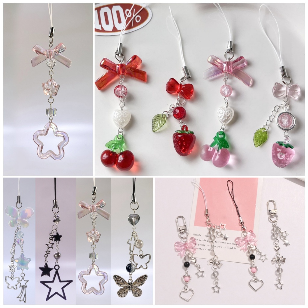 พวงกุญแจ จี้รูปหัวใจ ดาว ประดับโบว์ เหมาะกับของขวัญ สําหรับผู้หญิง