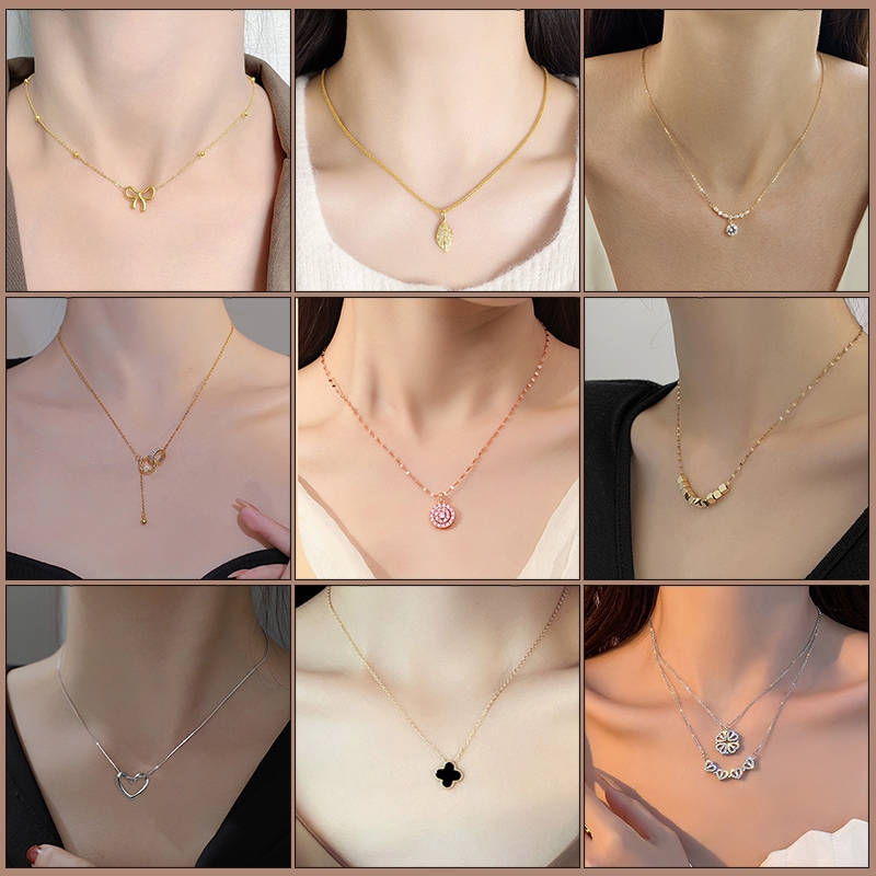 สร้อยคอเคลือบสูญญากาศ 18K เหล็กไทเทเนียม สวมใส่สบาย สำหรับผู้หญิง