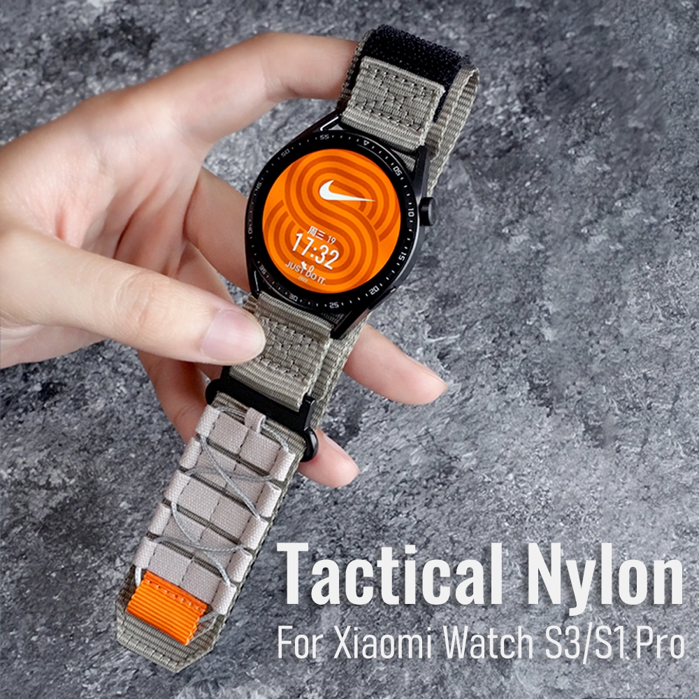 สายทอไนลอนทนทานสําหรับนาฬิกา Xiaomi S3/S1 Pro Watchband กีฬากลางแจ้งทหารองค์ประกอบสายไนลอนสําหรับ Xiaomi นาฬิกา 2 Pro S1 Active Xiaomi นาฬิกา Global สายรัดข้อมืออุปกรณ์เสริม