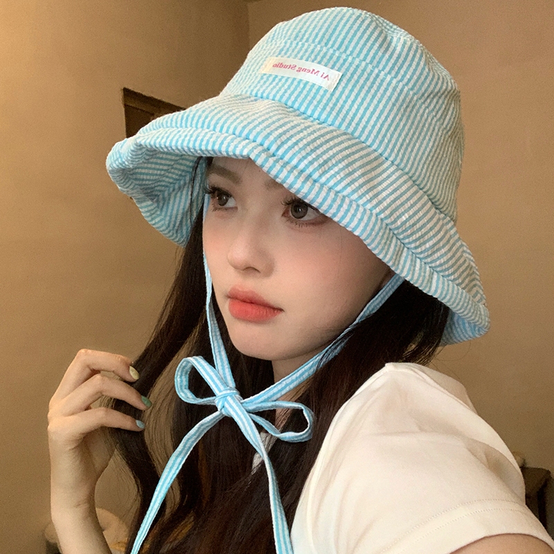 Mint Mambo ลาย Fresh Bucket หมวกผู้หญิงฤดูใบไม้ผลิฤดูร้อนบางสไตล์ Big Brim แสดง Face ครีมกันแดดขนาดเล็ก Sun หมวก