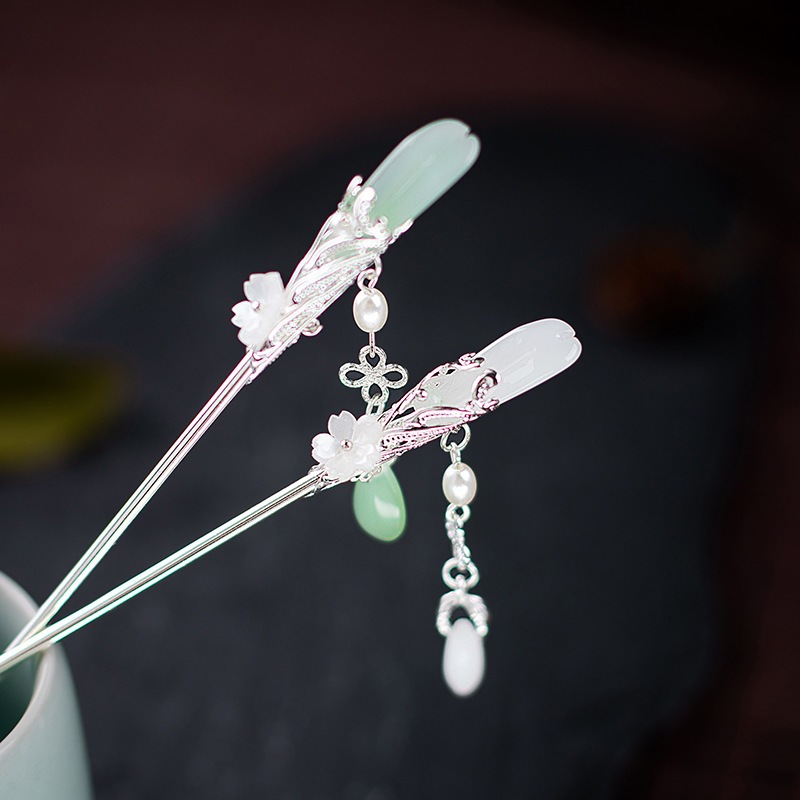 โบราณ Hanfu Immortal Qi Hairpin, แก้วหยดน้ํา, พู่ขั้นตอนเงินเขย่า, กิ๊บเรียบง่ายทุกวัน, กิ๊บติดเทพ