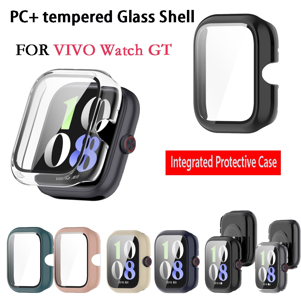 Pc + กระจกนิรภัยนาฬิกาสําหรับ Vivo Watch GT เคสป้องกัน Anti-slip Anti-fall นาฬิกาอุปกรณ์เสริมเปลี่ยน
