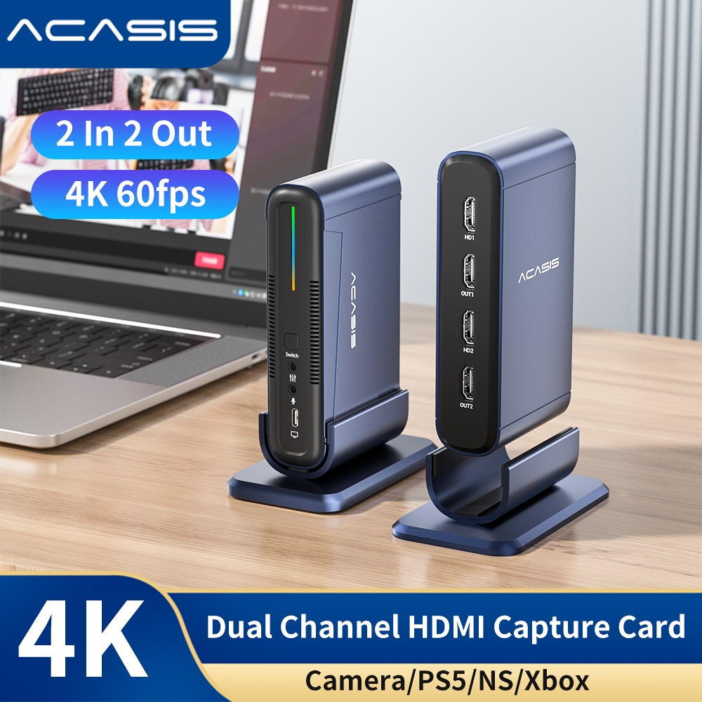 Acasis Dual Channel Video Capture Card HDMI Switch USB3.0 4K60fps เกม Live Box Recorder สตรีมมิ่งสด Streams บันทึกวิดีโอสําหรับ Ps3 Ps4 Xbox One 360 Wii U Nintendo Switch