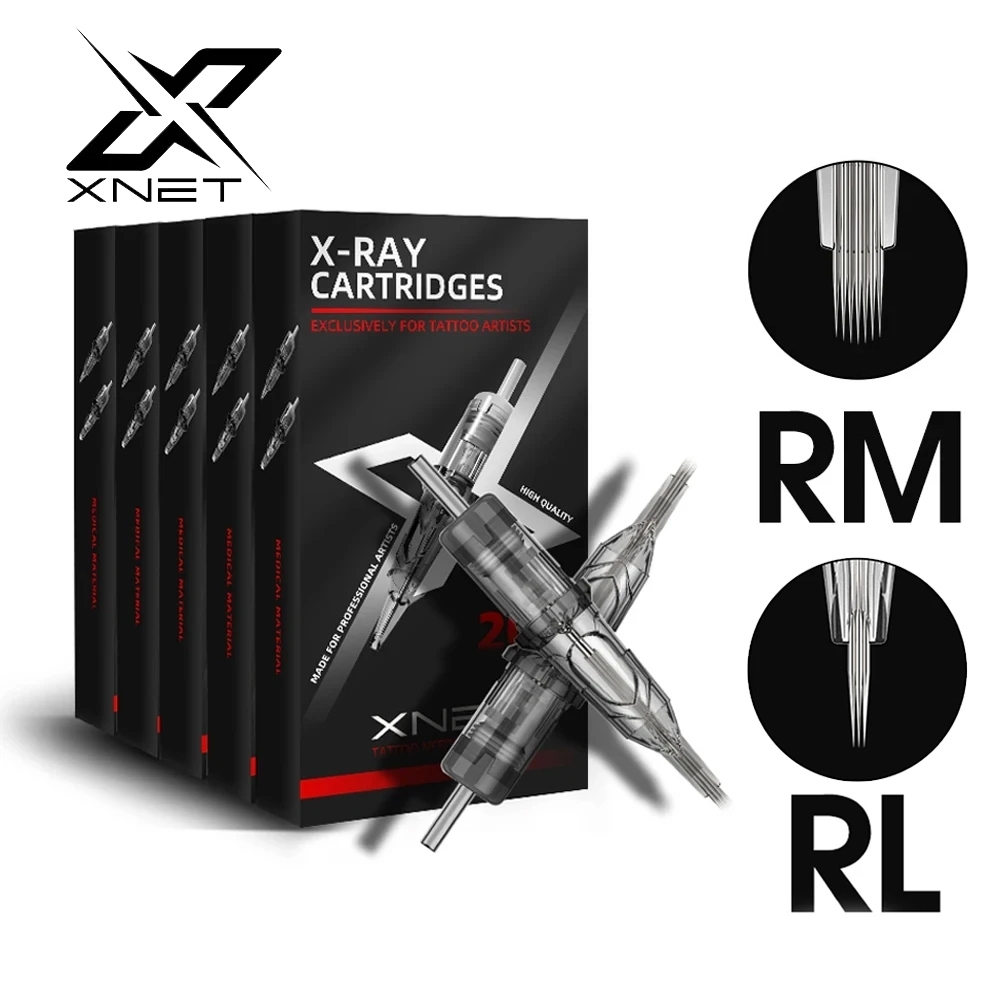Xnet X-RAY เข็มสักลาย เข็มสักคิ้ว 20 ชิ้น #08 #10 #12 Rl RM ตลับหมึกสัก PMU SMP ทรงกลม สําหรับสักร่างกาย COD